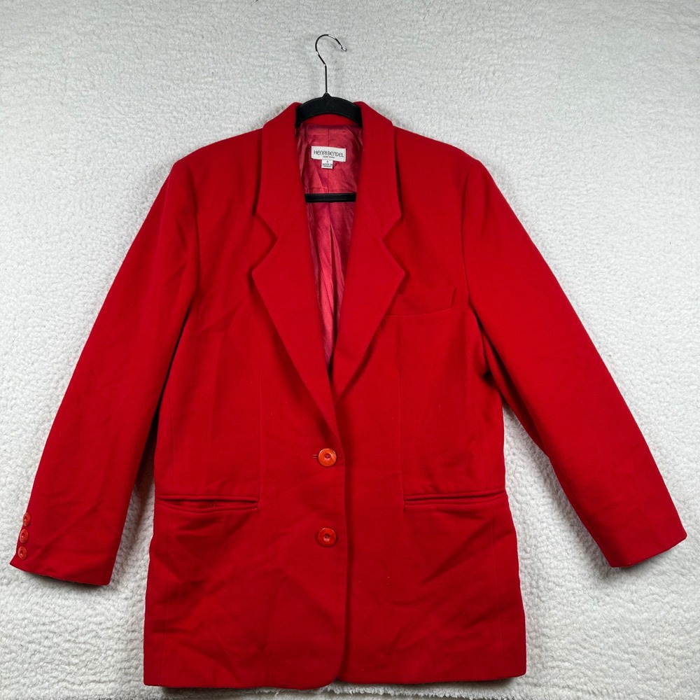 Vintage Henri Bendel Blazer Women 6 Wool Cashmere Made Italy Red Quiet Luxury